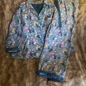 NICK&NORA WINTER OWLS W/SCARVES, SOFT FLANNEL,*RARE PLUS SZ1X*VERY EUC-NO FLAWS